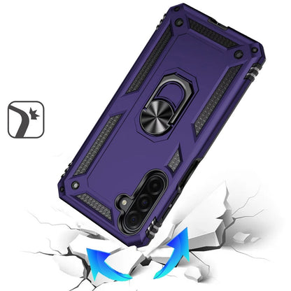 Phone Case for Samsung Galaxy A17 5G Rotatable Ring Stand Shockproof Hybrid Armor Anti Slip Heavy Duty Fit Magnetic Car Mount Durable Grip Cover Purple