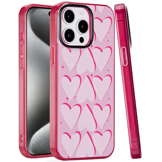 For Apple iPhone 15 Pro Max Fashion Layer Design Slim IMD TPU Protective, Shockproof Hybrid Stylish Durable Hard PC Case Cover