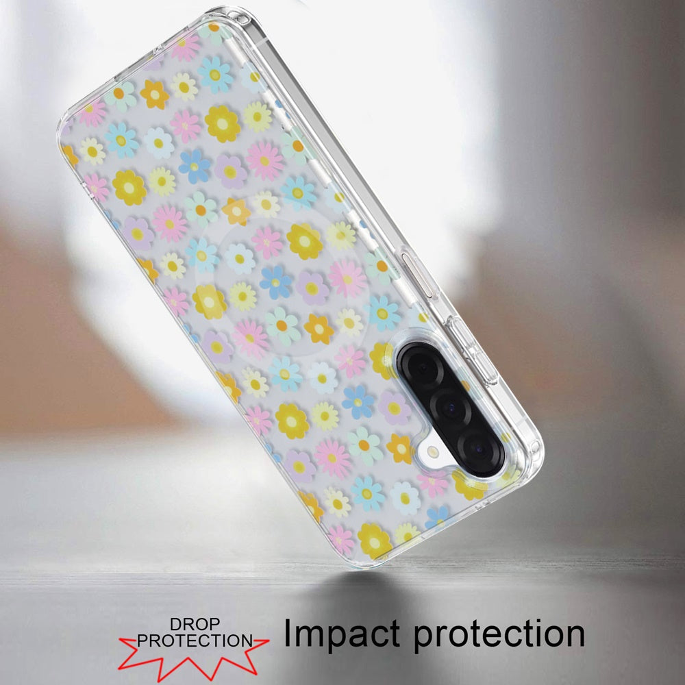 Phone Case for Samsung Galaxy A17 5G Shockproof Dual Layer TPU IMD Print Rugged Anti-Slip Grip Drop Protection Scratch Resistant Slim Fit Glossy Floral Heart Aesthetic Cover