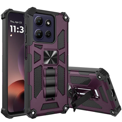 Phone Case for Motorola Moto G Power 5G 2026 /2025 Built in Magnetic Hiden Kickstand Shockproof Rugged Armor Grip Hybrid Heavy Duty Anti Slip Protective Style Cover Purple