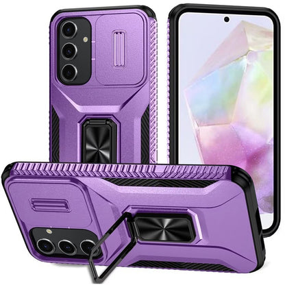 For Google Pixel 9A Case, Camera Cover with Magnetic Rotation Ring Stand, Military Grade Hybrid Hard TPU Shockproof Case Cover