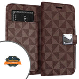 For Apple iPhone 15 Pro (6.1") Premium Fabric Wallet Case 6 Credit Card Slots ID Cash Storage Carrying Pouch Folio Flip  Phone Case Cover