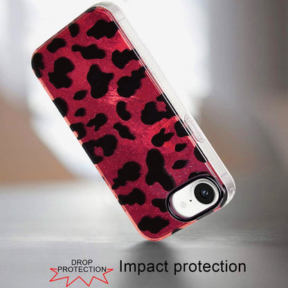 For Apple iPhone 16e Glitter Leopard, Fashion Design Animal Skin Print Slim IMD TPU Dual Layer Shockproof Protective Case Cover