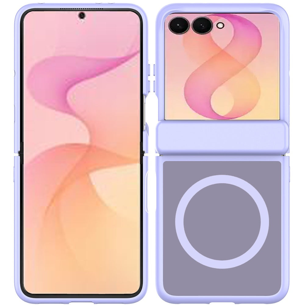 Phone Case for Samsung Galaxy Z Flip 8 Premium Matte Magnetic Foldable Hybrid Central Axis Hinge Protection Shock Absorbing TPU Slim Fit Hard PC Cover Purple
