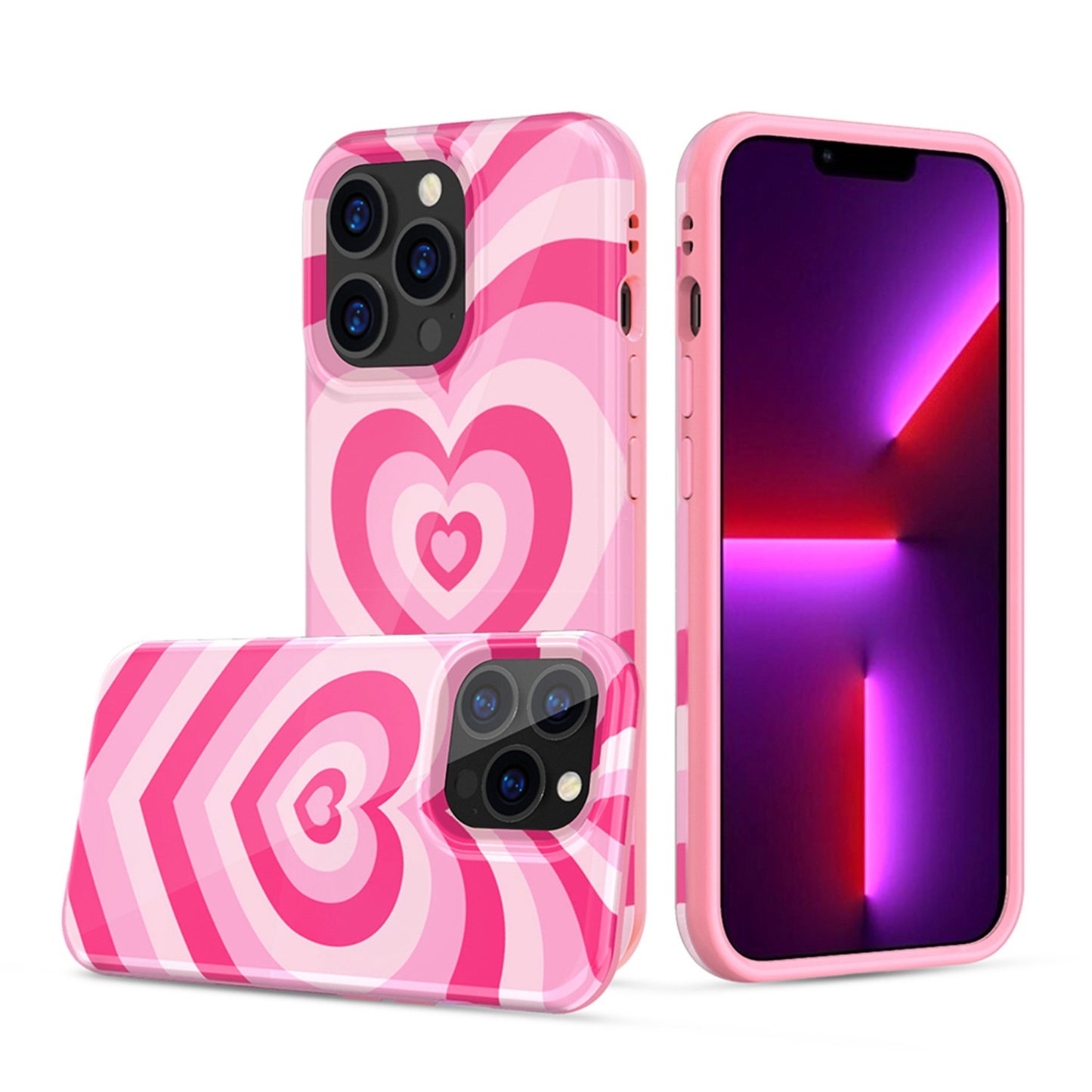 For Apple iPhone 15 Pro Max (6.7") Pattern Design Bling Glitter Shockproof Hybrid Soft TPU Frame and Hard Back Slim  Phone Case Cover