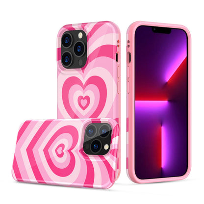 For Apple iPhone 15 Pro Max (6.7") Pattern Design Bling Glitter Shockproof Hybrid Soft TPU Frame and Hard Back Slim  Phone Case Cover