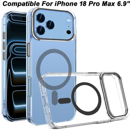 Phone Case for Apple iPhone 18 Pro Max Clear Transparent Magnetic Circle Slim Shockproof Durable TPU Hard PC Grip Hybrid Design Cover