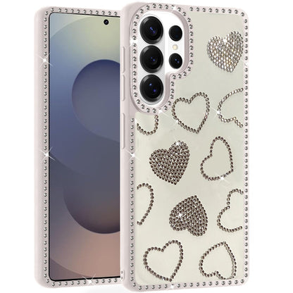 For Samsung Galaxy S26 Ultra Spread Love Glitter Shimmer Diamond Edge Hybrid Drop Protection Shockproof Design Compatible Case Cover