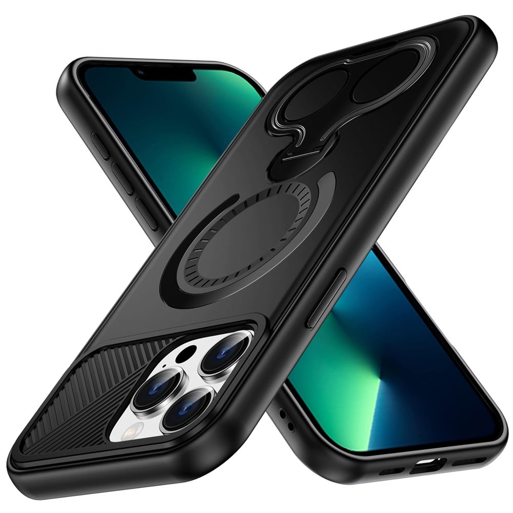 For Apple iPhone 11 Hybrid with Invisible 2 Hole Ring Stand Magnetic back Car Mount Friendly Protector Case Cover Black