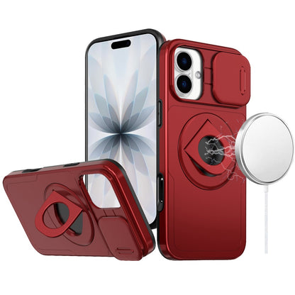 For Apple iPhone 17 (6.3") Full Coverage with Camera Window, Magnetic Circle, Rotatable Ring Stand, MagSafe Compatible, Shockproof Hybrid Protectiv Case Cover