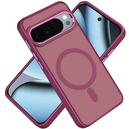 Phone Case for Google Pixel 11 Pro XL Clear Acrylic Magnetic Circle Shockproof Hybrid Metal Button TPU Drop Protection Rugged Slim Durable Armor Cover