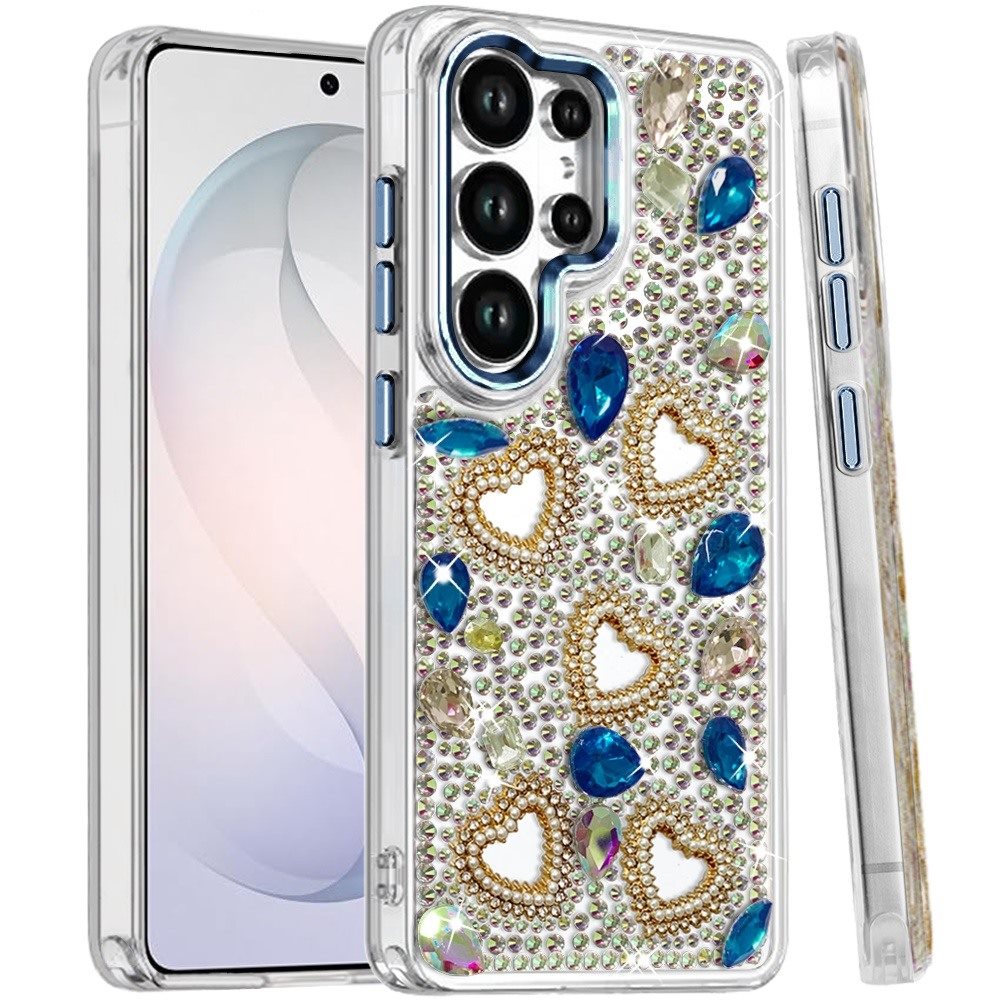 Phone Case for Samsung Galaxy S26 Ultra Luxury Crystal Heart Rhinestone Diamond Bling Shockproof Hybrid Glitter Protective Stylish Durable Grip Cover