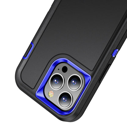 For Apple iPhone 16 Plus (6.7") Hybrid 3 Layers Hard 3in1 Shockproof with Kickstand Heavy Duty Hard TPU Rubber Anti-Drop Case Cover Black / Blue