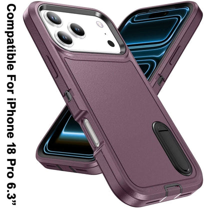 Phone Case for Apple iPhone 18 Pro 3in1 Tough Rugged Kickstand Shockproof Armor Grip Heavy Duty Drop Resistant Protective Hybrid Cover