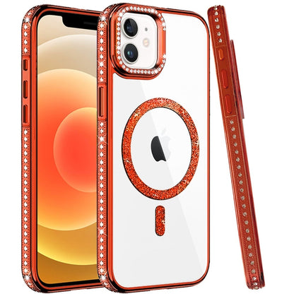 Phone Case for Apple iPhone 12 /12 Pro Luxury Diamond Bling Edged Magnetic Glitter Shockproof Hybrid with Camera Kickstand Durable Grip Cover