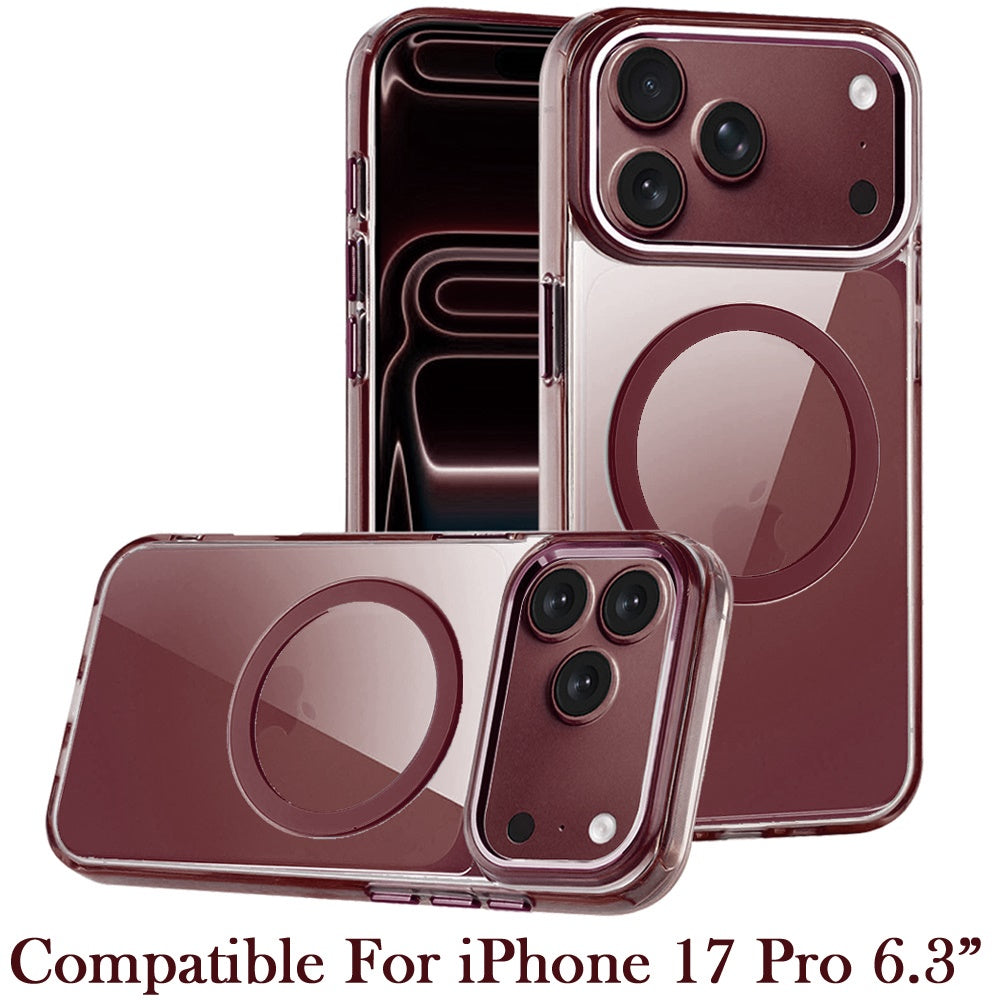 Phone Case for Apple iPhone 18 Pro Magnetic Clear Acrylic Metal Button Camera Guard Shockproof Transparent Slim Grip Premium Hybrid Cover