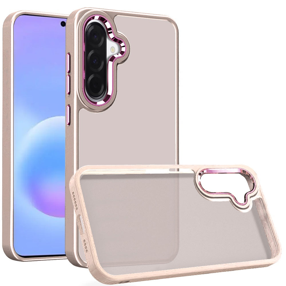 Phone Case for Samsung Galaxy A57 Polished Acrylic Hybrid TPU Slim Shockproof Metal Button Thick Durable Grip Camera Protection Anti-Scratch Cover