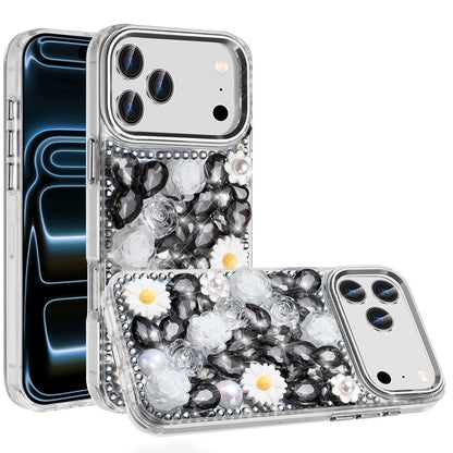 Phone Case for Apple iPhone 18 Pro Full Bling Rhinestone Glitter Floral Luxury Hybrid Shockproof Stylish Sparkling Protective Designer Ornament Cover