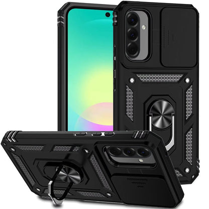 Phone Case for Samsung Galaxy A27 Shockproof Magnetic Ring Stand Camera Guard Rugged Grip Anti Slip Heavy Duty Hybrid Armor Durable Matte Cover