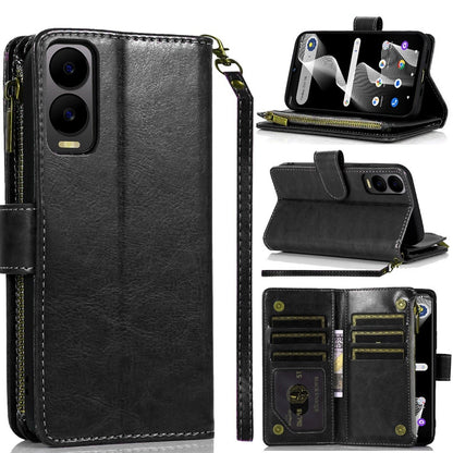 For Motorola Moto G 5G 2025 Leather Wallet Case with Zipper, 9 Card Slots, Cash Pocket, Stand & Strap, Clutch Pouch Design Case Cover
