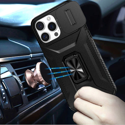 Phone Case for Apple iPhone 14 Pro Max Magnetic Ring Stand Camera Protection Shockproof Heavy Duty Kickstand Rugged Grip Anti Scratch Hybrid Cover Black