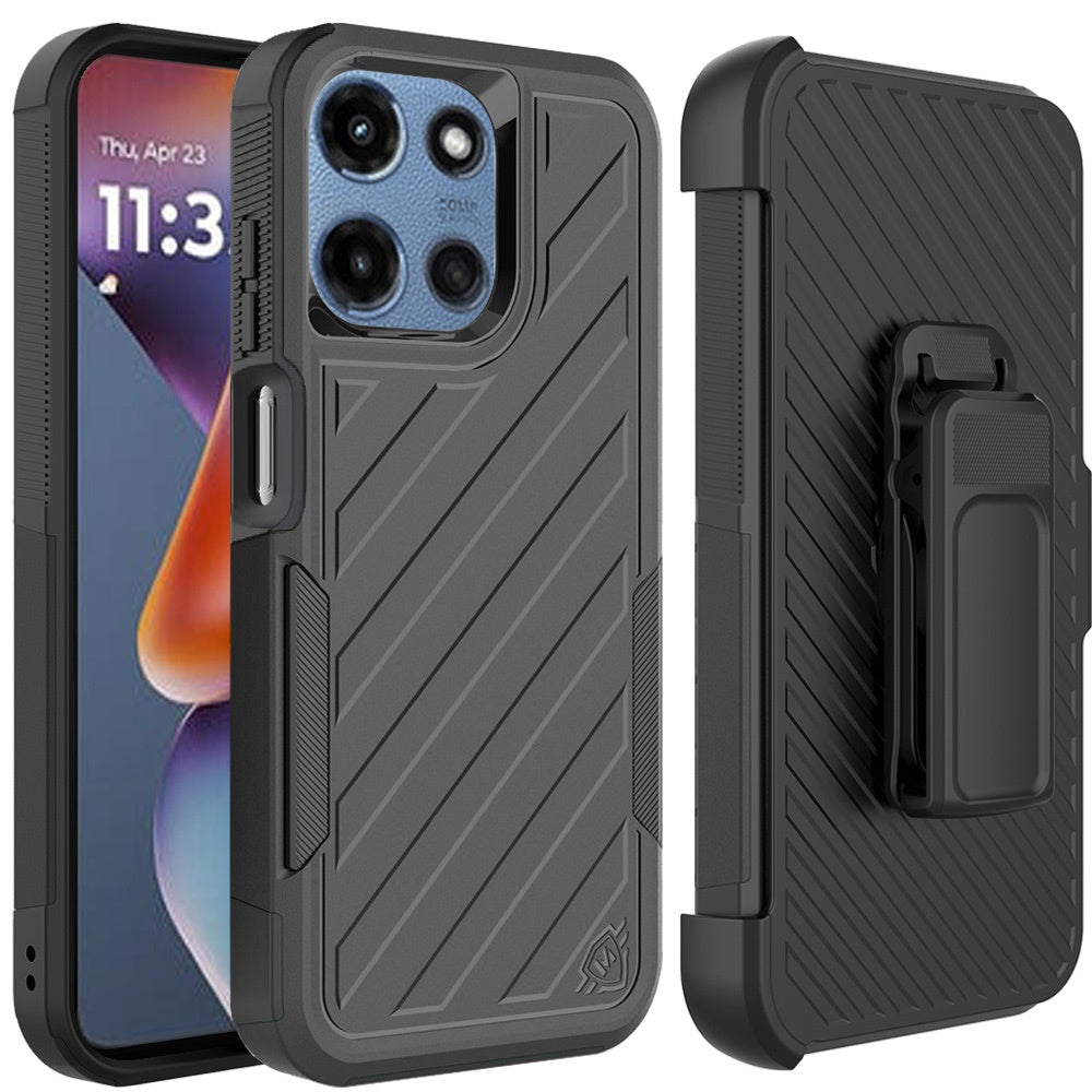 For Motorola Moto G 5G 2025 Rugged 2in1 Armor Combo Belt Clip Holster, Non-Slip Tough Hybrid lined Shockproof Case Case Cover