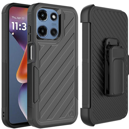 For Motorola Edge 2025 Rugged 2in1 Armor Combo Belt Clip Holster, Non-Slip Tough Hybrid lined Shockproof Case Case Cover