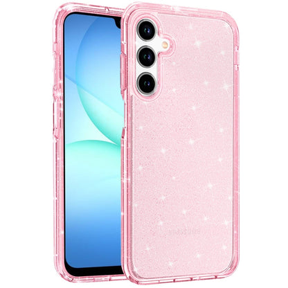 Phone Case for Galaxy A17 5G Glitter Transparent Shockproof Thick Clear Hybrid Slim Fit Heavy Duty 3mm TPU Protective Bumper Cover Pink