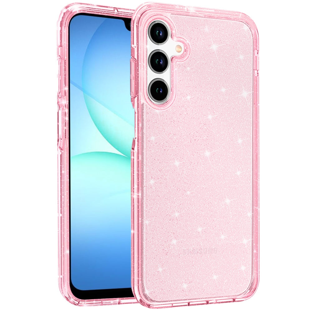 For Samsung Galaxy A17 5G Transparent Glitter Shiny Sparkle Bling TPU Rubber Hard Back Hybrid Frame Shockproof Case Cover Clear