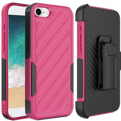 For Apple iPhone 17E /16E Rugged 2in1 Armor Combo Belt Clip Holster, Non-Slip Tough Hybrid lined Shockproof Case Case Cover
