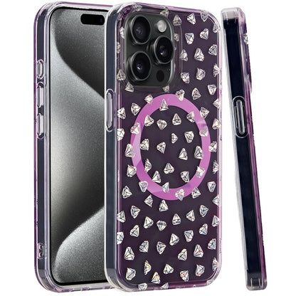 For Apple iPhone 16 Plus (6.7") Floral Pattern Design Cute Clear Hybrid Compatible with Magsafe Double Layer Soft TPU Hard PC Case Cover