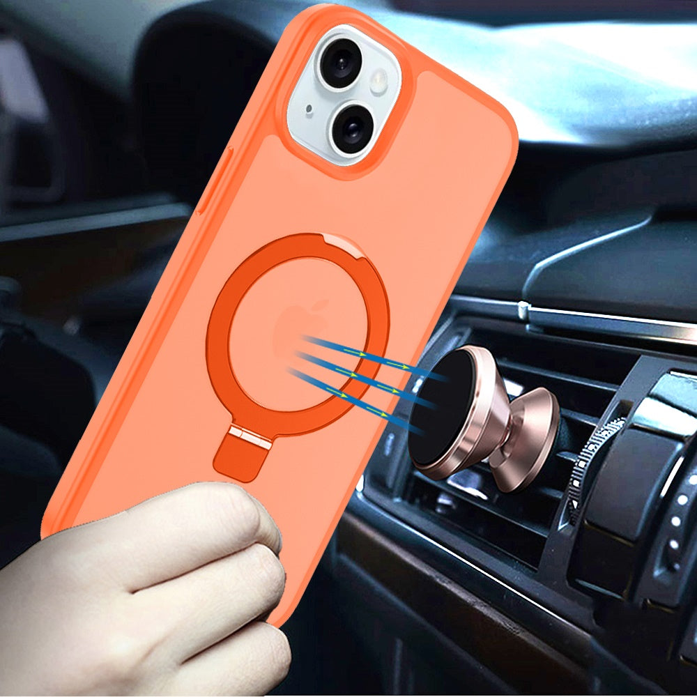 For Samsung Galaxy S26 Ultra Magnetic Circle Back with Ring Stand Full Rotation Matte Hybrid Shockproof Case Cover
