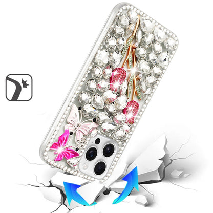 Phone Case for Apple iPhone 14 Pro Max Luxury Full Diamond Glitter 3D Floral Ornament Hybrid Shockproof Stylish Rhinestone Designer Protective Elegant Cover