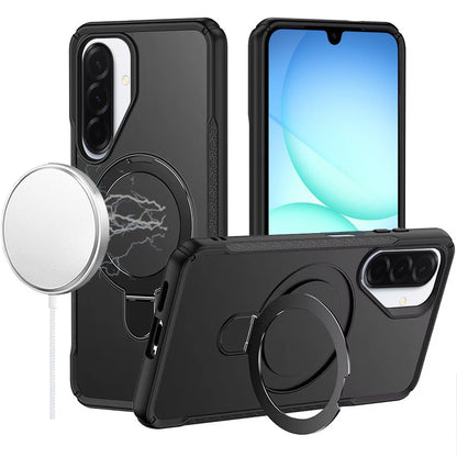 For Samsung Galaxy S26+ / S26 Plus Matte Finish Magnetic Ring Hybrid Protective Invisible Kickstand Magsafe Compatible Case Cover Black