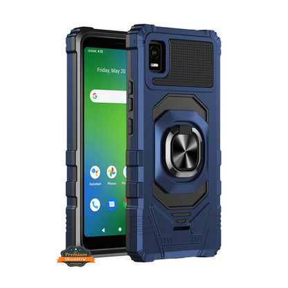 For T-Mobile Revvl 8 Hybrid Magnetic Car Mount Ring Kickstand Stand Holder Full-Body Armor Protective [Military Grade] Case Cover