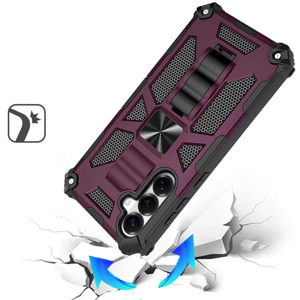 Built in Magnetic Hiden Kickstand Shockproof Rugged Armor Grip Hybrid Heavy Duty Anti Slip Protective Style