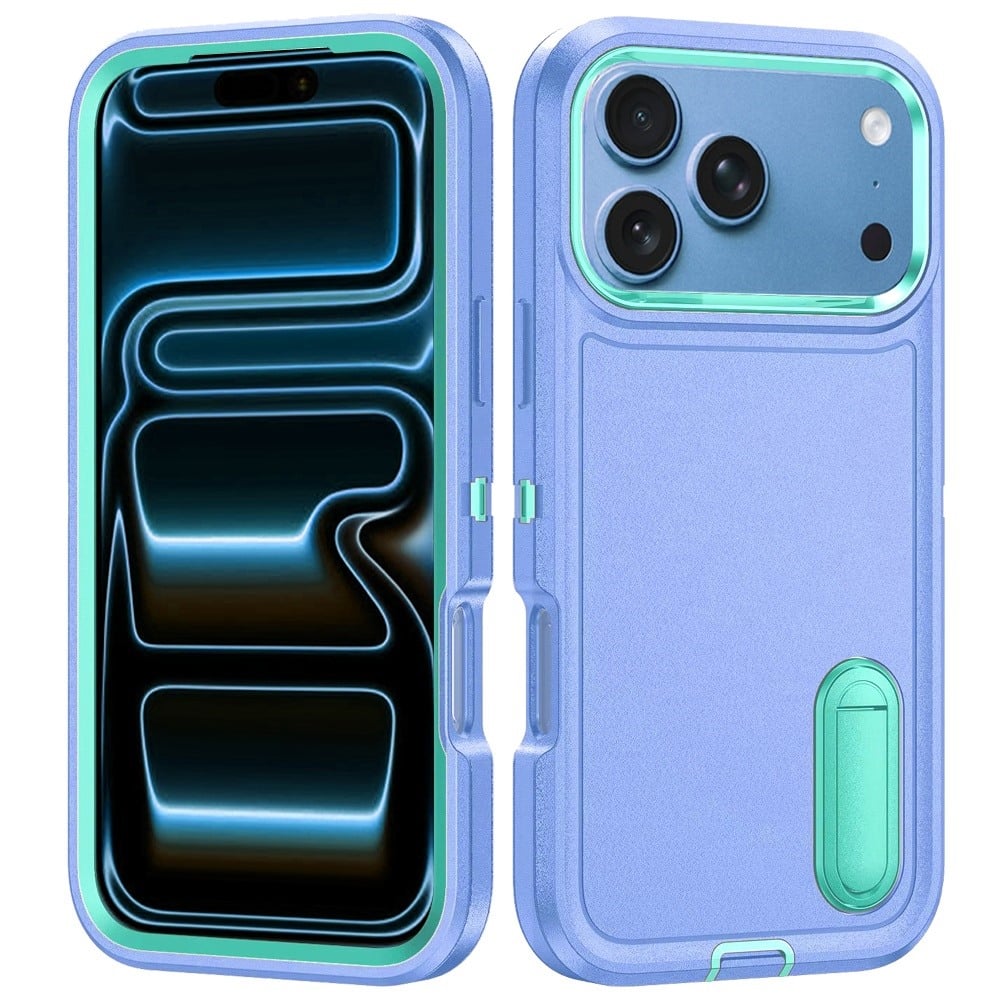 Phone Case for Apple iPhone 18 Pro Max/ iPhone 17 Pro Max 3in1 Tough Rugged Kickstand Shockproof Armor Grip Heavy Duty Drop Resistant Protective Hybrid Cover Blue