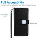 For Apple iPhone 15 Plus (6.7") PU leather Wallet 6 Card Slots folio with Wrist Strap & Kickstand Pouch Flip Shockproof  Phone Case Cover