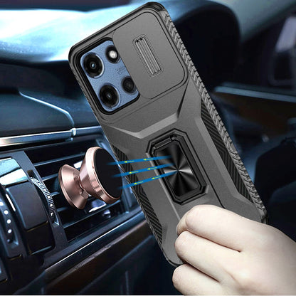 For Samsung Galaxy S25 EDGE Case, Camera Cover with Magnetic Rotation Ring Stand, Military Grade Hybrid Hard TPU Shockproof Case Cover Gray