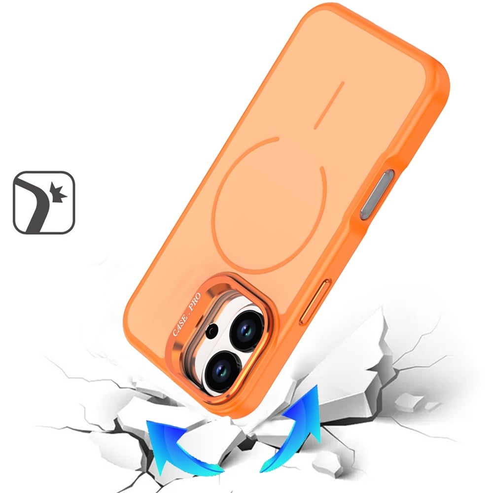 For iPhone 12 / iPhone 12 Pro (6.1") Magnetic Matte Metal Camera Stand Hybrid Drop Protection Durable Shockproof Slim Fit Design Case Cover Cosmic Orange