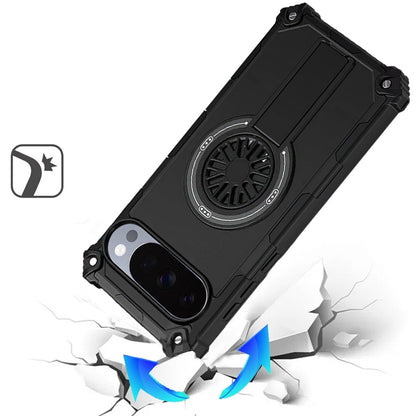 Phone Case for Google Pixel 11 Pro XL Invisible Kickstand Magnetic Car Mount Friendly Shockproof Texture Anti Slip Durable Grip Heavy Duty Hybrid Cover