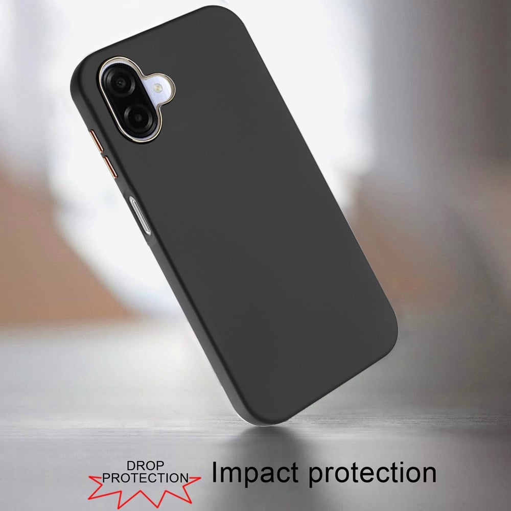 For Samsung Galaxy A07 Slim Classic Hybrid Around Rubber Gummy Gel Slick Hard PC Silicone TPU Chromed Button Case Cover
