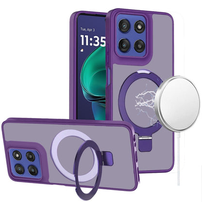 For Samsung Galaxy A57 Magnetic Circle Back with Ring Stand Full Rotation Matte Hybrid Shockproof Case Cover