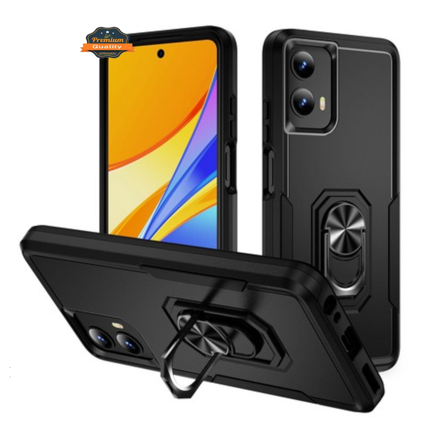 For Motorola Moto G 5G 2026 / Moto G Play 2026 Heavy Duty Rugged Hybrid, Dual-Layer Shockproof Protection with Magnetic Ring Stand Holder Case Cover