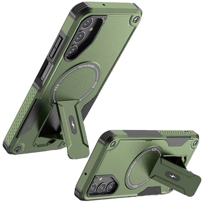 For Samsung Galaxy A17 5G Magnetic Invisible Kickstand Holder with Magsafe, Slim Fit Shockproof Hybrid Military Grade Heavy Duty Case Cover Midnight Green