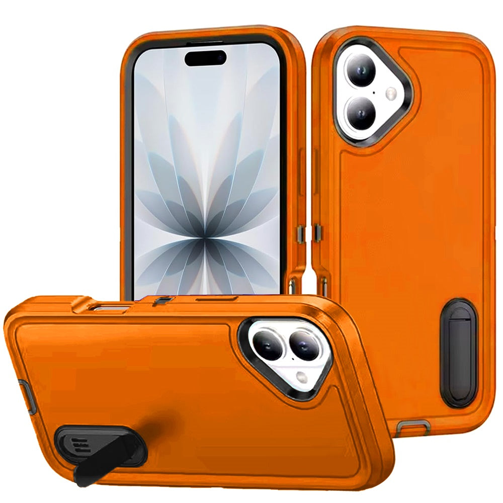 For Apple iPhone 17 Hybrid 3 Layers Hard 3in1 Shockproof with Kickstand Heavy Duty Hard TPU Rubber Anti-Drop Case Cover