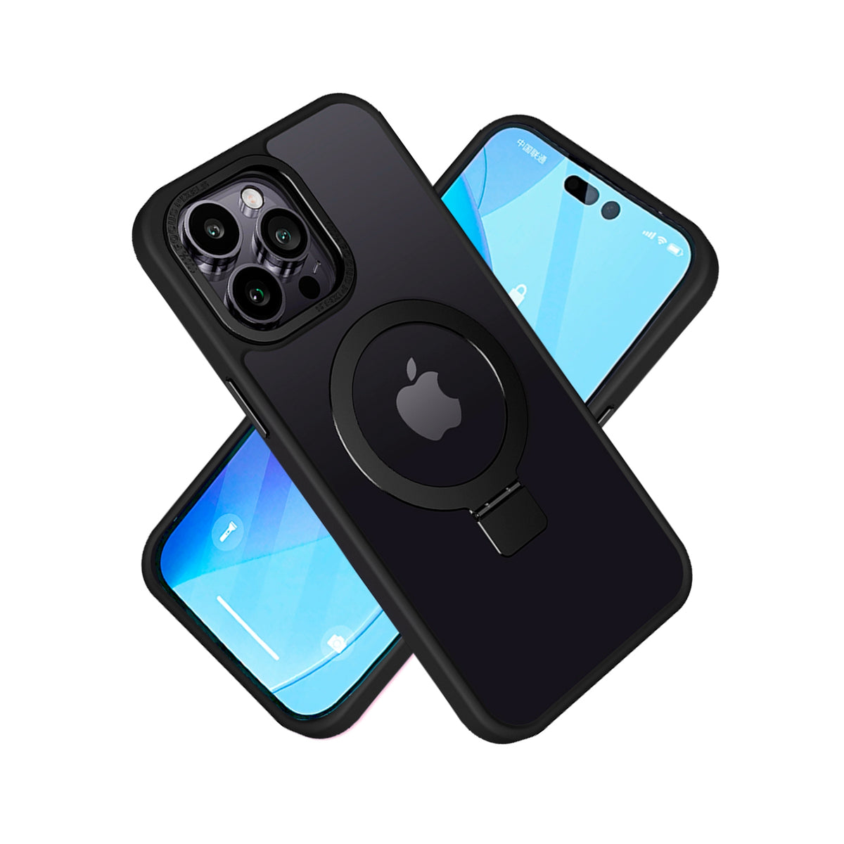 For Apple iPhone 16e Magnetic Metal Matte with Built-in MagSafe Stand, Hybrid Shockproof Armor, TPU Frame Case Cover