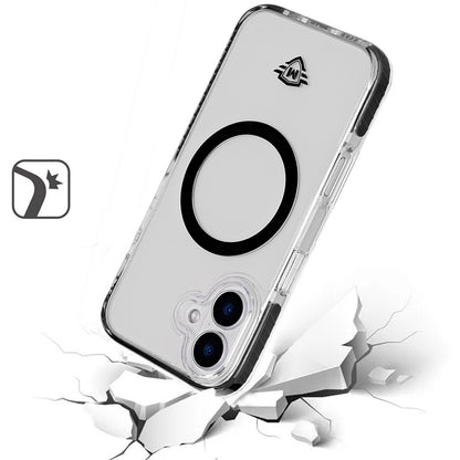 For Apple iPhone 16 Pro Max (6.9") Hybrid Transparent TPU Circle Magnetic [Compatible with MagSafe] Shockproof Color Frame Bumper Case Cover