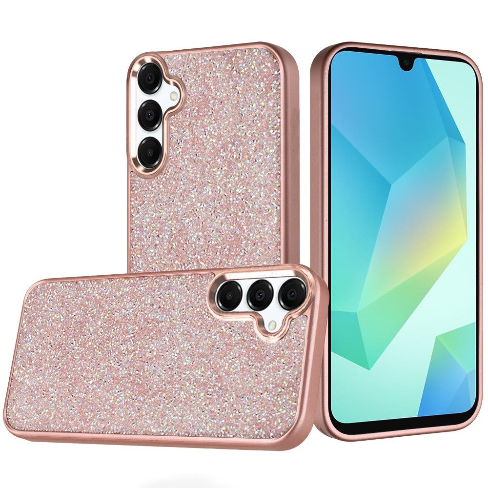 For Samsung Galaxy A16 5G Crystal Sparkle Diamond Glass Full Mini Glitter Bling Frame TPU Hybrid Protective Case Cover