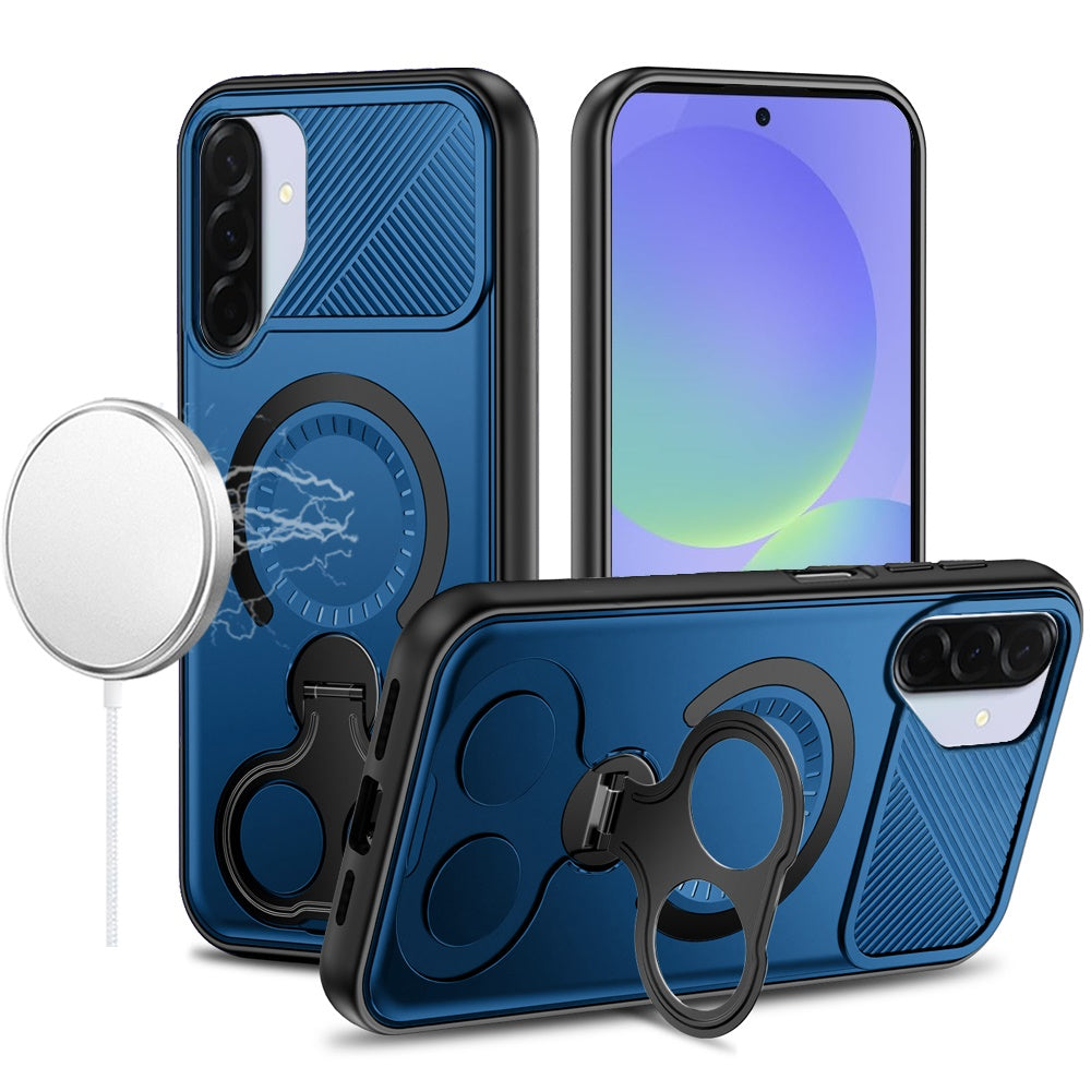 Hybrid with Invisible 2 Hole Ring Stand Magnetic back Car Mount Friendly Protector